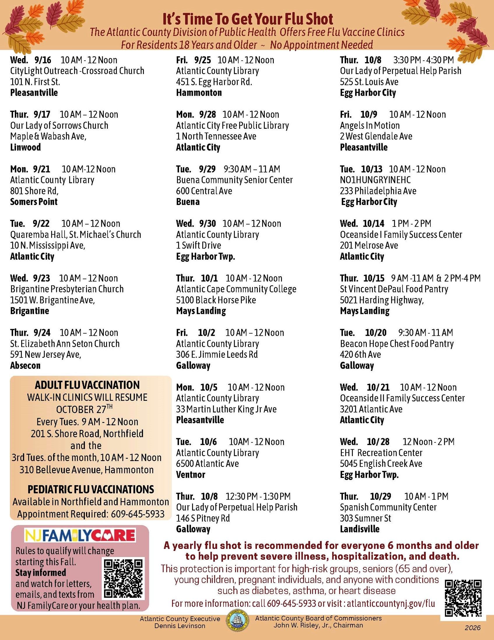 flu clinic schedule